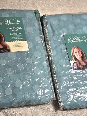 2x New 50x63” Pioneer Woman Teal Darling Dot One tie Tab Panel Discontinued